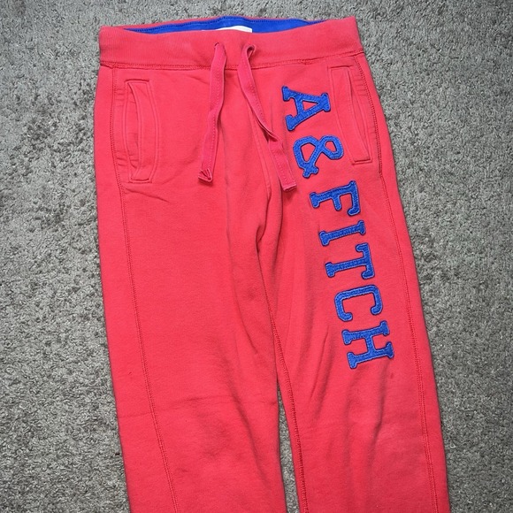 Vintage Abercrombie Fitch Sweatpants Women's XS Red Spellout Embroidered 90s Y2K - Picture 1 of 9